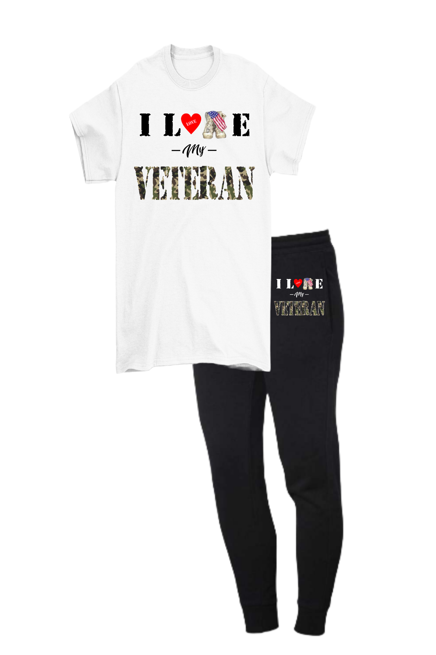 I Love My Veteran Summer Jogger Set